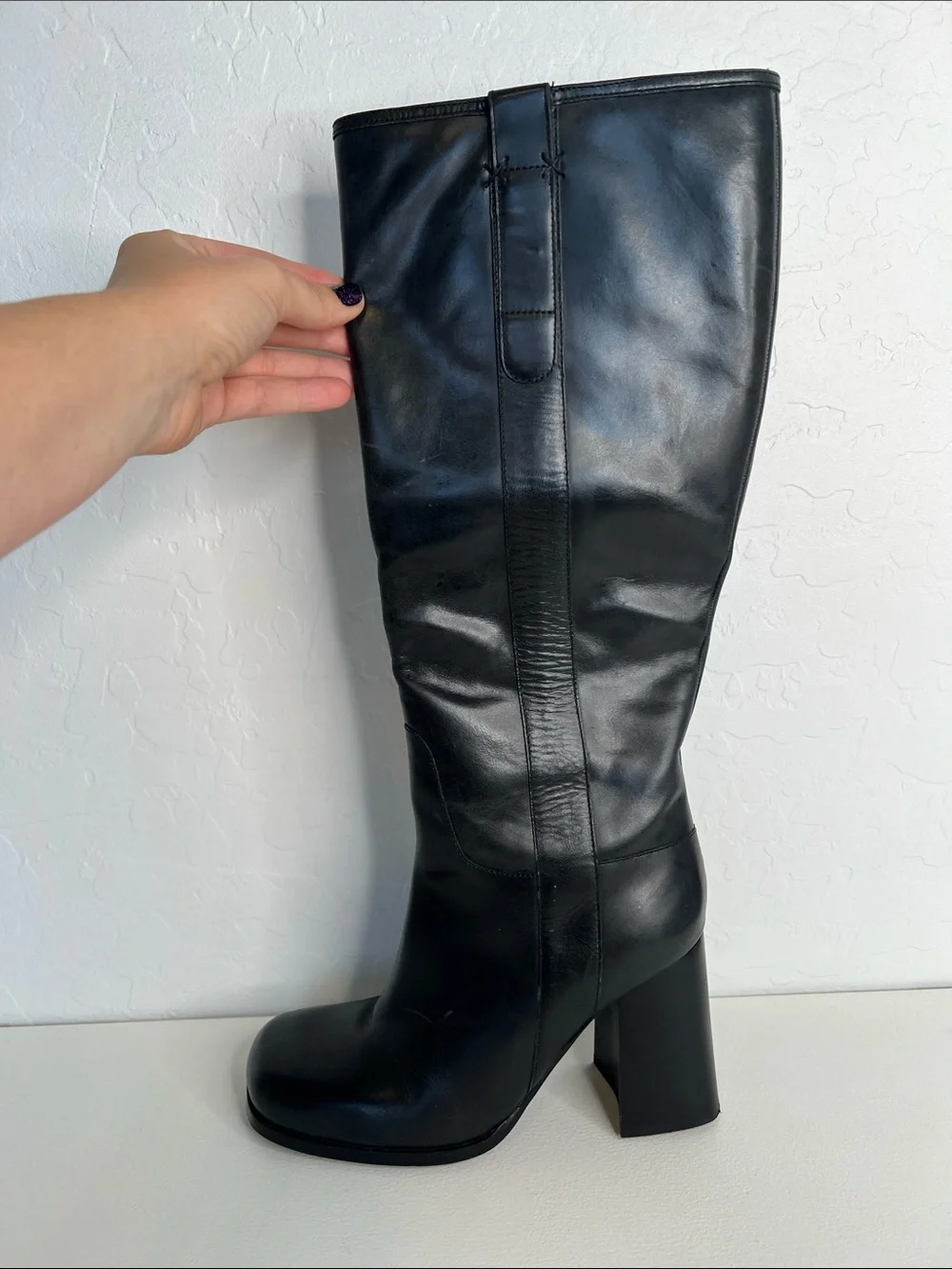 Free People Naomi Tall Leather Boots in Black Size 9